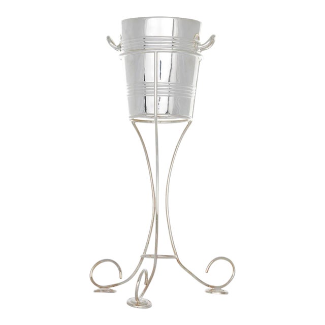 Vintage English Silverplate Barware Wine Cooler / Stand For Sale