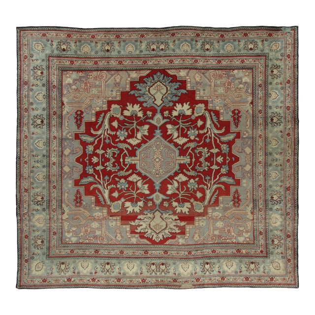 Oversized Antique Turkish Hereke Rug With Red & Beige Medallion - Rug & Kilim For Sale