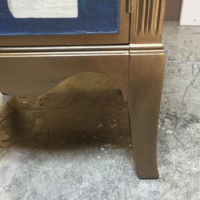 Metallic Gold Nightstand With Floral Linen Panel Chairish