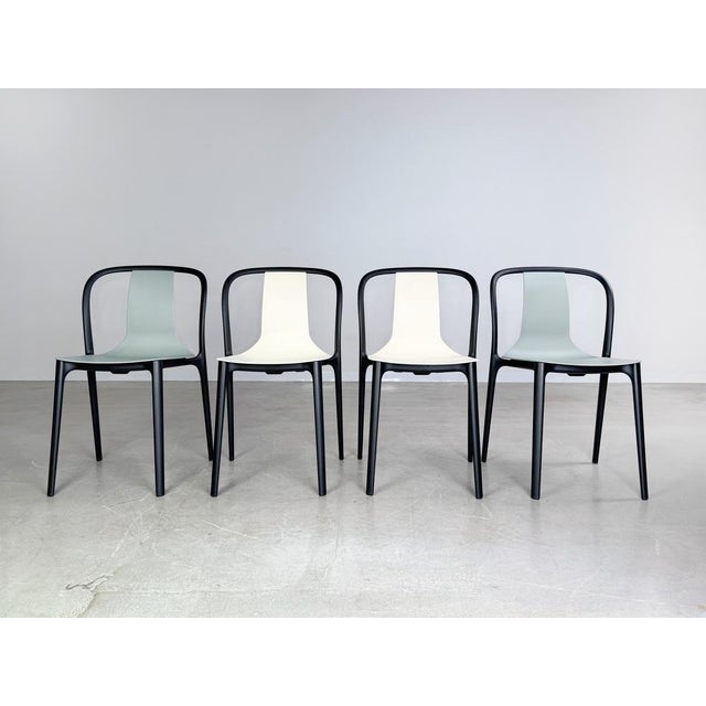 Postmodern Moss Grey Belleville Outdoor Chairs by Ronan and Erwan Bouroullec for Vitra, Set of 2 For Sale - Image 3 of 11