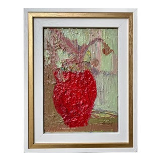 Studio Flowers in a Crimson Vase by Francesca Owen For Sale