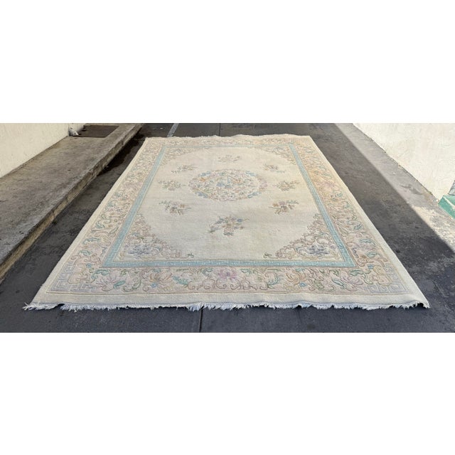 9ft 6in X 13ft 5in Turkish Hand Woven Oushak Area Rug For Sale - Image 9 of 12