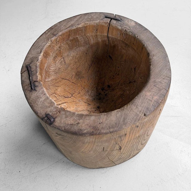 Japanese Wooden Usu Rice Mortar, 1920s For Sale - Image 17 of 18