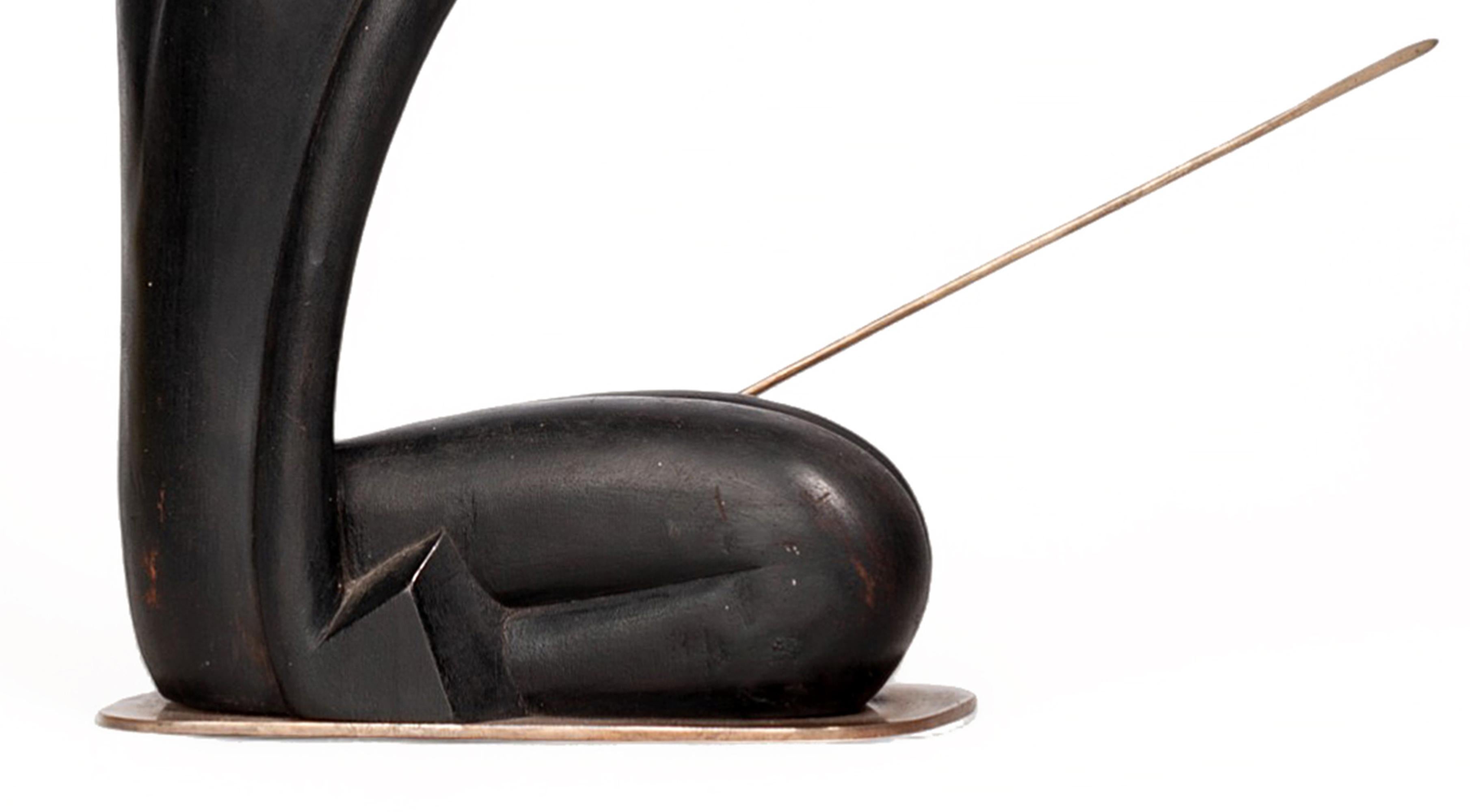 Early 20th Century Art Déco Black Wood Sculpture of an African