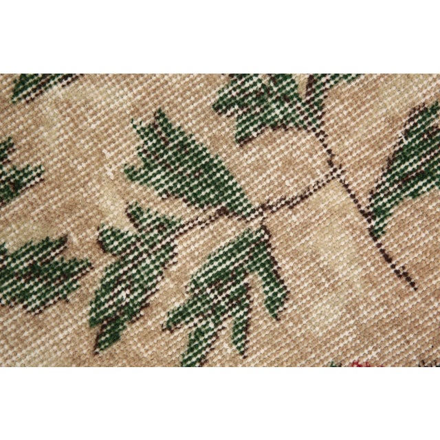 Textile Green and Beige Runner Rug For Sale - Image 7 of 14