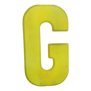 Vintage 1960’s Rustic Neon Green “G” Sign Beveled Letter For Sale