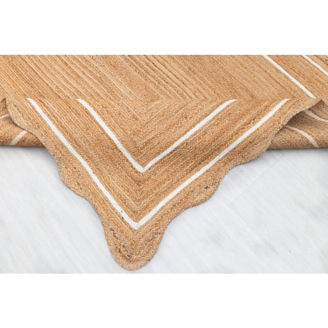 White Natural Jute Scallop 2.6x15 Ft. For Sale - Image 9 of 12