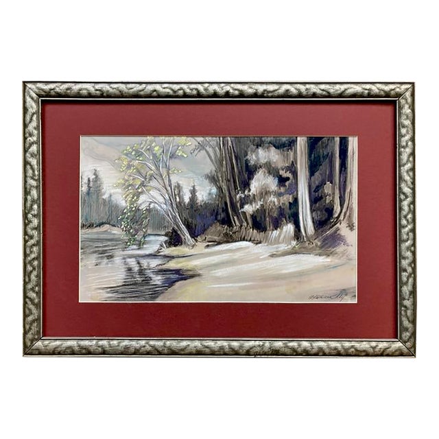 Vintage Framed, Original Mixed Media Drawing, by Kathleen Ney For Sale