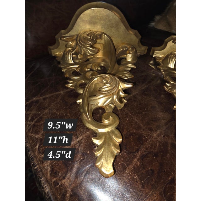 Italian Pair of Italian Giltwood Wall Brackets For Sale - Image 3 of 6