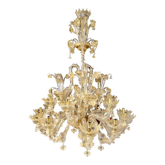 Gold Rezzonico Chandelier in Murano Glass, 1950s For Sale - Image 8 of 8