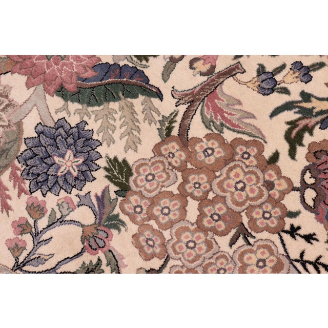 Shabby Chic Shabby Chic 1990's Floral Pak-Persian Beige/Pink Wool Round Rug- 8'10'' X 9'1'' For Sale - Image 3 of 9