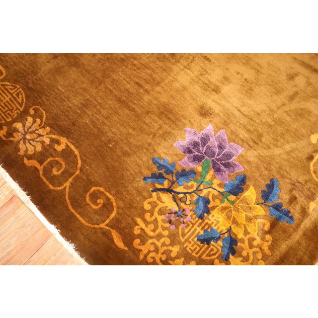 Chinoiserie Zabihi Collection Chinese Art Deco Room Rug - 9' x 11'6" For Sale - Image 3 of 12