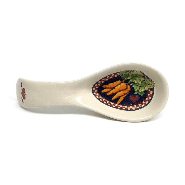 Vintage Susan Winget Thailand Carrot Ceramic Spoon Holder For Sale - Image 9 of 11