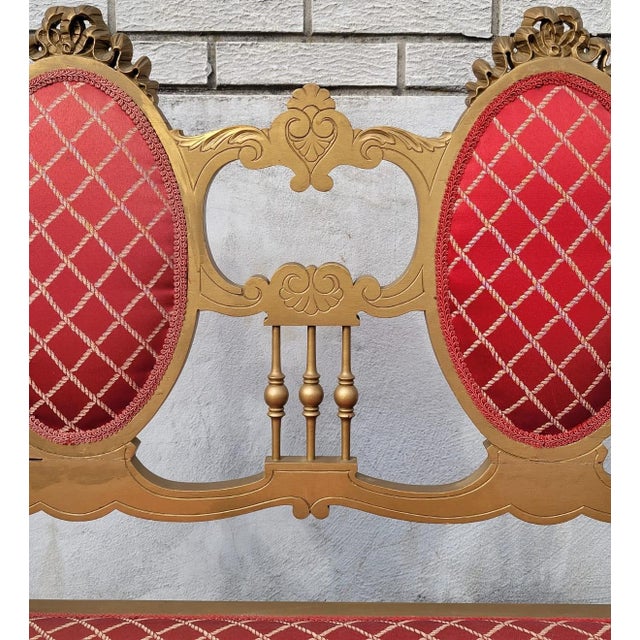 Mid 20th Century Antique Victorian Gilded Window Bench, Loveseat, New Upholstery For Sale - Image 10 of 12