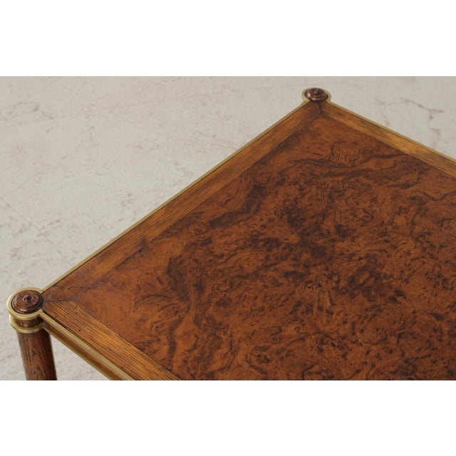 Henredon Burl Walnut 3 Tier Rolling Side Table Cart For Sale - Image 10 of 14