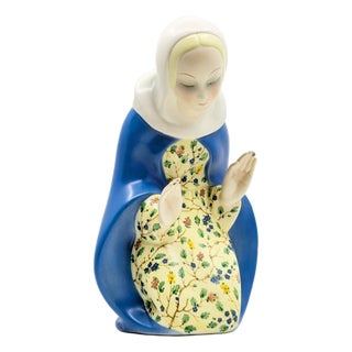 Ceramic Madonna Hand-Decorated by Paola Bologna for Lenci, Turin, 1935 For Sale