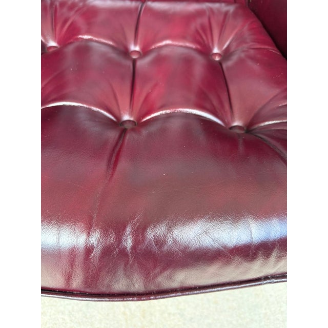 Pair of Vintage Maroon Leather Wingback Chairs by Classic Leather For Sale - Image 13 of 17