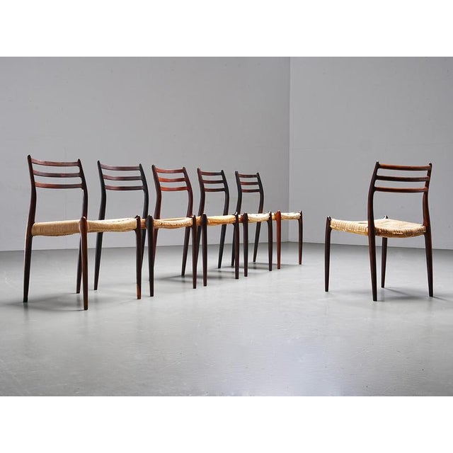 Set of 6 Niels Otto Møller Chairs in Wood, Denmark, 1960's This set of six Model 78 dining chairs by Niels Otto Møller has...