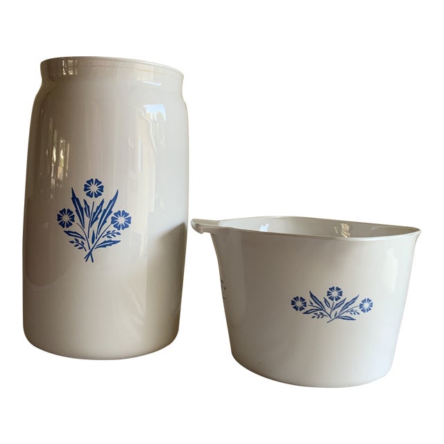 Classic Vintage Corning Blue White Kitchen Vessels Set Of Two