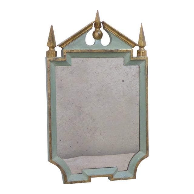 Vintage Italian Small Wooden Mirror For Sale