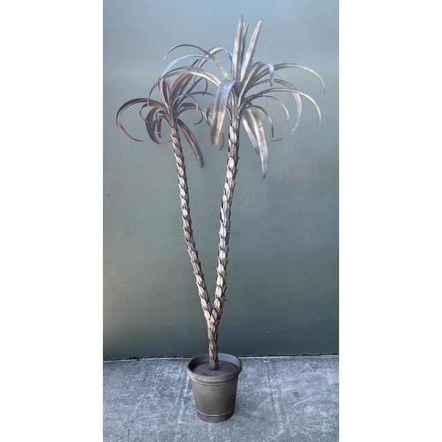 Wood Vintage Italian Silver Tole Palm Tree For Sale - Image 7 of 12