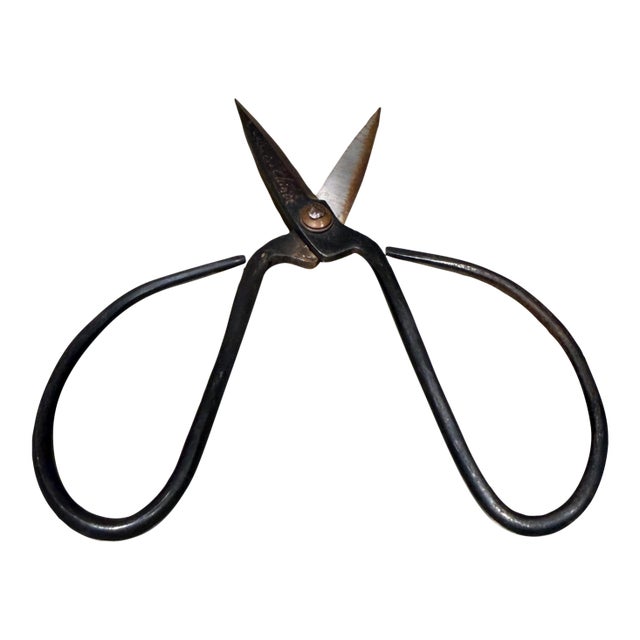 Traditional Pair of Forged Carbon Steel Loop-Handled Shears Chinese Bonsai For Sale