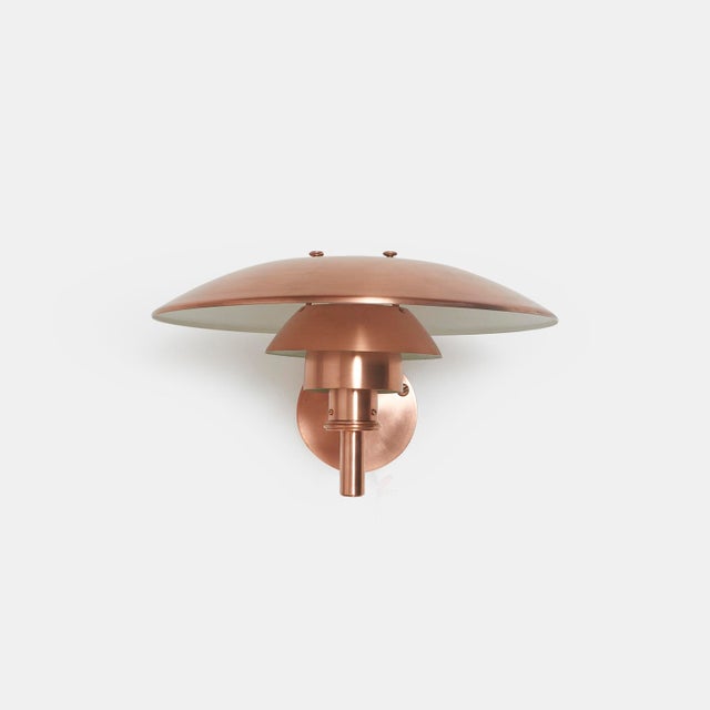 Curved Arm PH 4½/3 Copper Sconce by Poul Henningsen Denmark, c1960s A PH 4.5/3 outdoor sconce with a gently curved arm....