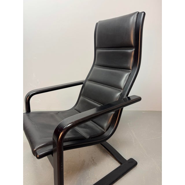 Black Mid-Century Modern Lamino Lounge Chair in Black Leather by Yngve Ekstrom, Denmark, 1970s For Sale - Image 8 of 8