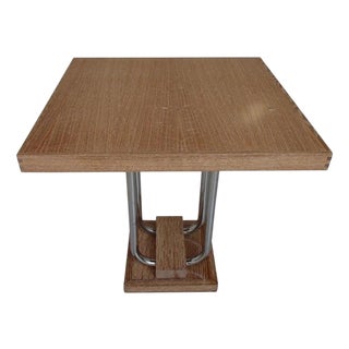 Small Rectangular Salon Side Table in Limed Oak with Chrome-Plated Steel, 1930s For Sale