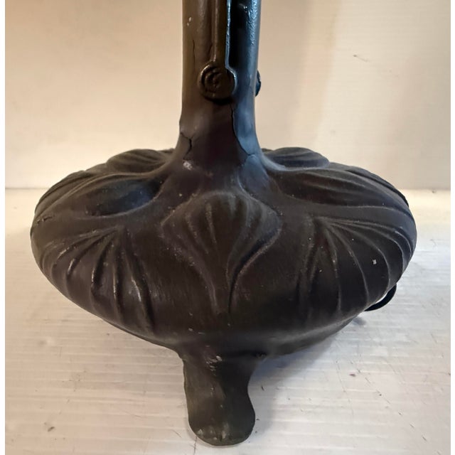 Vintage Tiffany Style Lamp With Foliage Design For Sale - Image 13 of 15