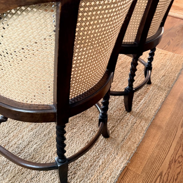 Pair of Antique Caned Barrel Chairs For Sale - Image 4 of 15