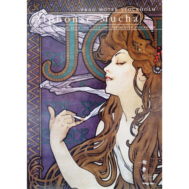 1999 Swedish Exhibition Poster, Alphonse Mucha, Swedish History Museum, Stockholm For Sale