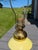Chartreuse Vintage Mid Century Atomic Ceramic Lamp Base Light Lime Green and Gold With Marble Finial 1950s For Sale - Image 8 of 18