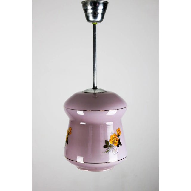 Small Violet Glass Pendant Lamp from EMI, 1940s For Sale - Image 12 of 13