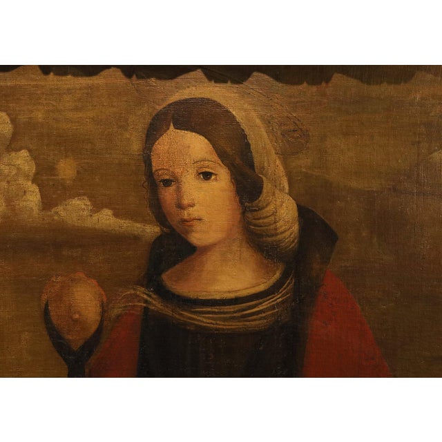 16th Century Francesco di Girolamo da Santacroce, Saint Agatha, 16th Century, Oil Painting on Canvas, Framed For Sale - Image 5 of 12