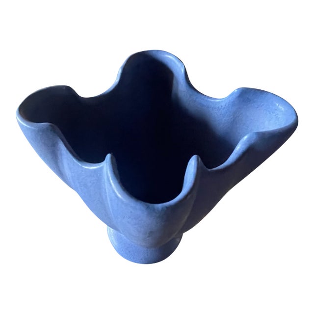 Vintage Arts and Crafts Mission Niloak Ozark Blue Art Pottery Vase For Sale