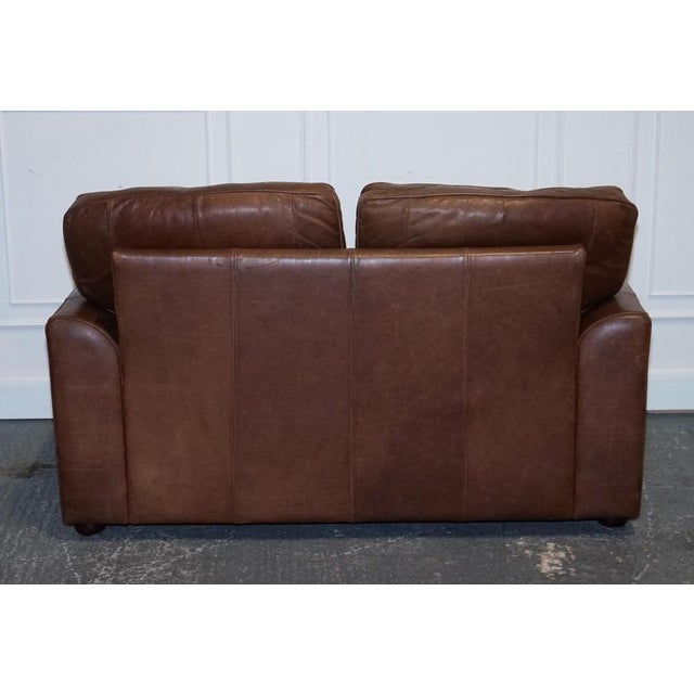 Vintage Halo Two Seater Brown Leather Sofa For Sale - Image 10 of 16