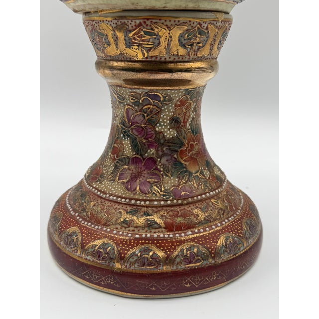 Beige Antique Meiji Satsuma Floor Vase with Geisha Scenes and Gold Moriage, Japan, 1890s For Sale - Image 8 of 18