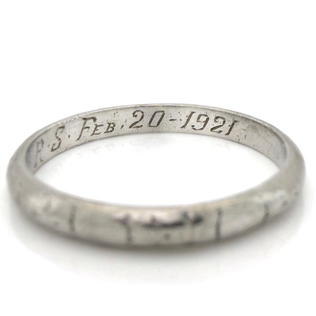 1920s Art Deco Antique Platinum Wedding Band, Stacking Ring, Size 5 For Sale - Image 5 of 10