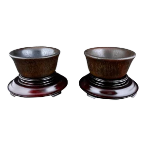 Early 20th Century Pair of Chinese Oxhorn Wine Cups