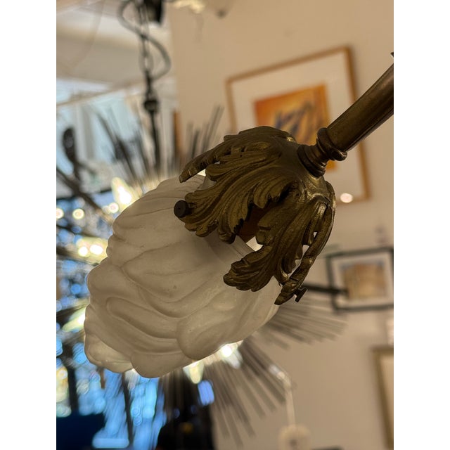 Metal Art Nouveau Four Light Cherub Chandelier, Early 20th Century For Sale - Image 7 of 12