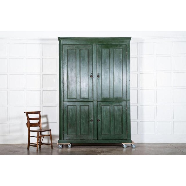 Large 19th Century English Painted Pine Housekeeper's Cupboard, 1880s For Sale - Image 4 of 16