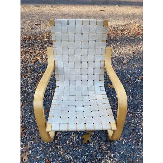 Linen Alvar Aalto Lounge Chair in Beech and Cotton, Mid-Century Modern For Sale - Image 8 of 13