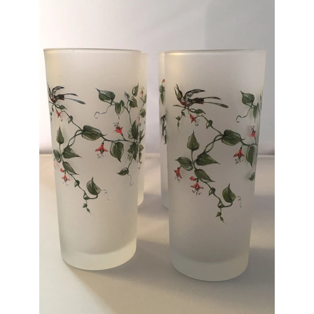 Glass Vintage Floral Frosted Highball Glasses- Set of 4 For Sale - Image 7 of 8