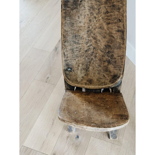 African Antique Hand Carved Senufo Stargazer Chair For Sale - Image 3 of 12