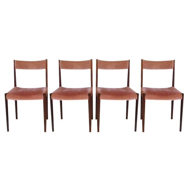 Velvet Dining Chairs from Lübke, Germany, 1960s, Set of 4 For Sale