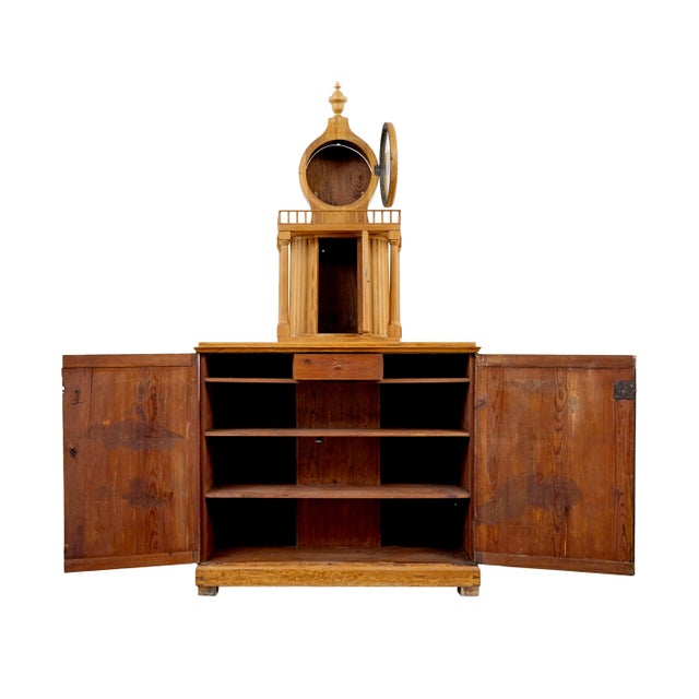 Wood Swedish Pine Kitchen Clock Cupboard, 1880s For Sale - Image 7 of 11