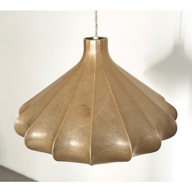 Beige Cocoon Pendant Light attributed to Friedel Wauer for Goldkant Leuchten, 1960s For Sale - Image 8 of 14