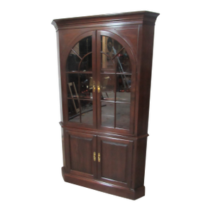 1980s Ethan Allen Georgian Court Corner Cabinet Cherry Finish 225