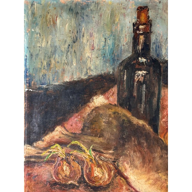 1970s Vintage French Still Life Painting Signed For Sale - Image 5 of 12